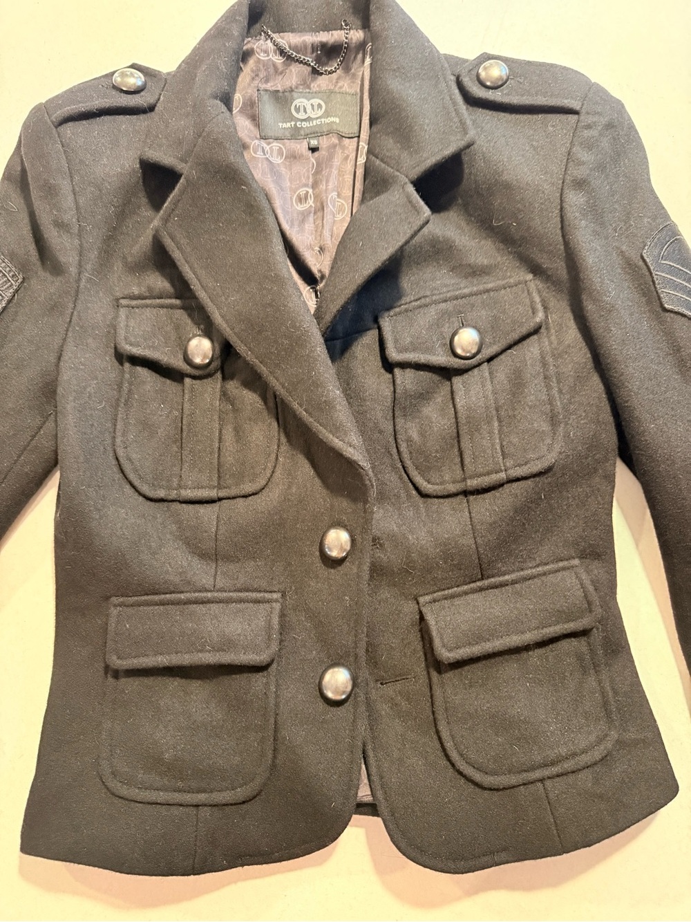 Tart Collections Black Military-Style Wool-Blend Blazer